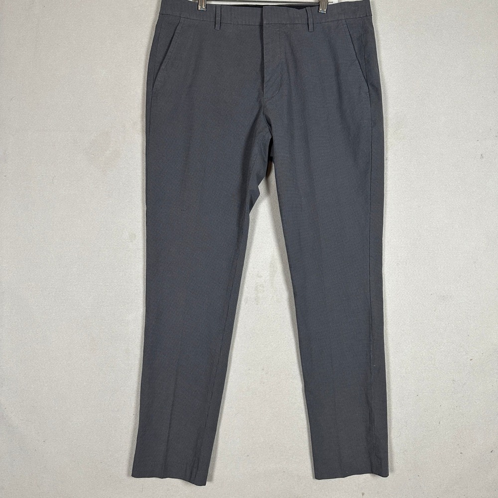 Bonobos Pants Mens 36X32 Thursday Grey Micro-Check Stretch Chino Flat Front EUC